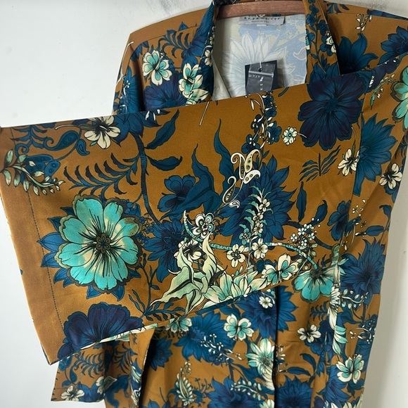 NWT Bryn Walker Bellagio Floral Print Alabama Shirt Tunic Ochre Teal Medium - Picture 15 of 16
